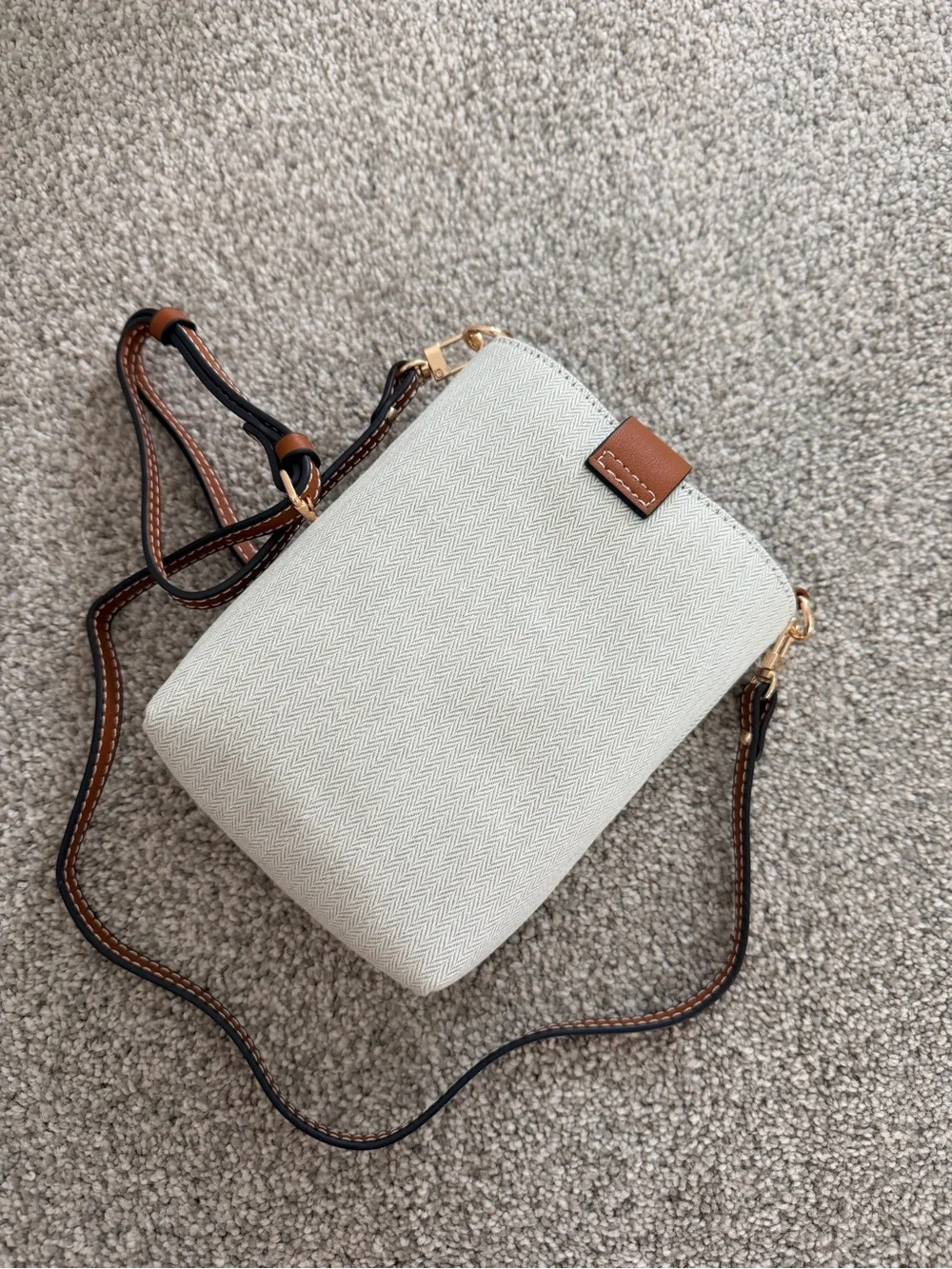 GWP Hermes Canvas Crossbody Phone Bag with Brown Trim Make Up Bag only
